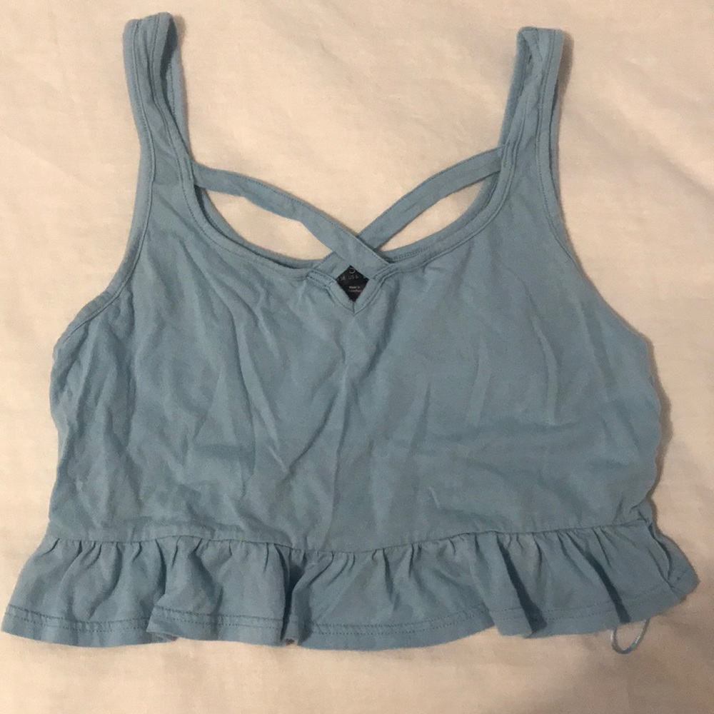 TopShop Cropped Crossover Light Blue Crop
